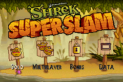 Shrek SuperSlam title screen for GameBoy Advance